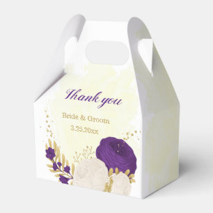 Ballotins fleurs blanches royales violettes or mariage botan