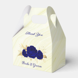 Ballotins fleurs bleues royales or marbre feuille