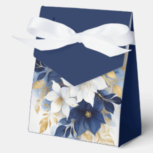 Ballotins Fleurs botaniques bleues marine et blanches