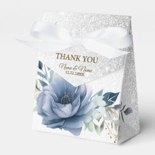 Ballotins Fleurs d'Aquarelle bleu Dusty Silver Elégant