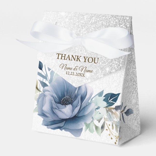 Ballotins Fleurs d'Aquarelle bleu Dusty Silver Elégant (Verso)