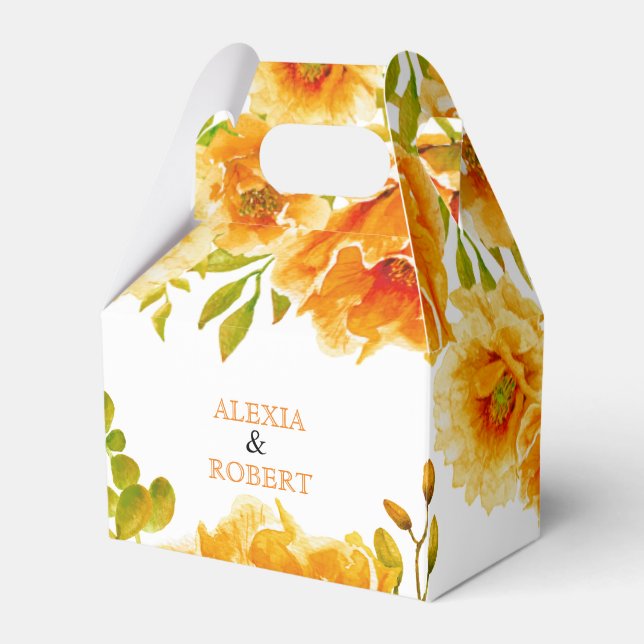Ballotins Fleurs d'aquarelle orange et mariage feuille (Verso)