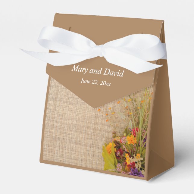 Ballotins Fleurs d'automne rustiques Boîte de mariage Favor (Verso)