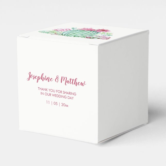 Ballotins Fleurs de cactus roses Succulents Mariage d'aquare (Verso)