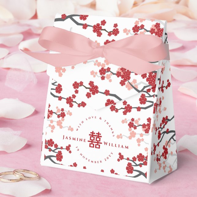 Ballotins Fleurs de cerisier et double bonheur Mariage chino (Mariage)