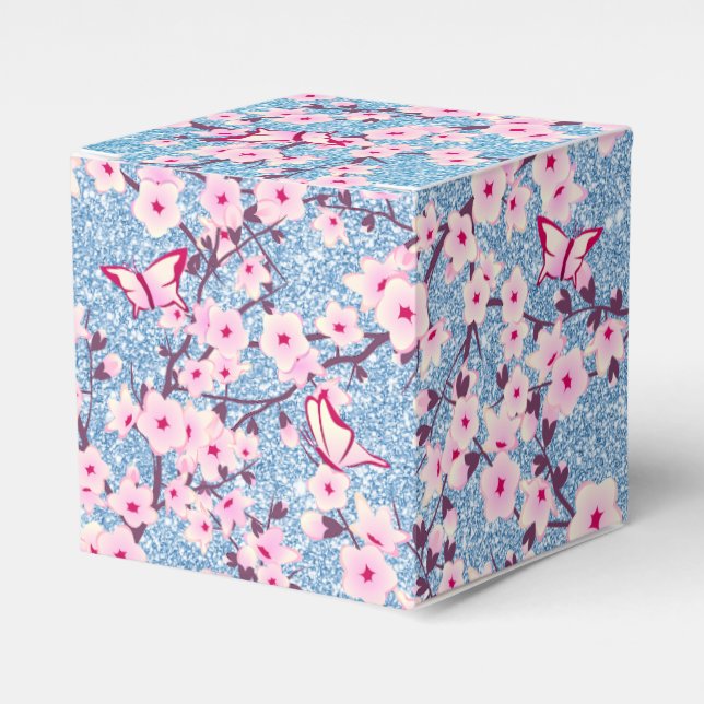 Ballotins Fleurs de cerisier Floral Parties scintillant bleu (Verso)