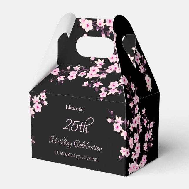 Ballotins Fleurs de cerisiers Merci noir rose (Verso)