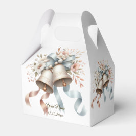 Ballotins Fleurs de mariage cloches Rubans bleu rose Beau