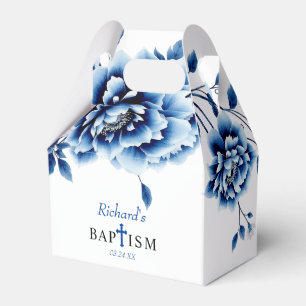 Ballotins Fleurs de pivoine à fleurs bleues garçon baptême M