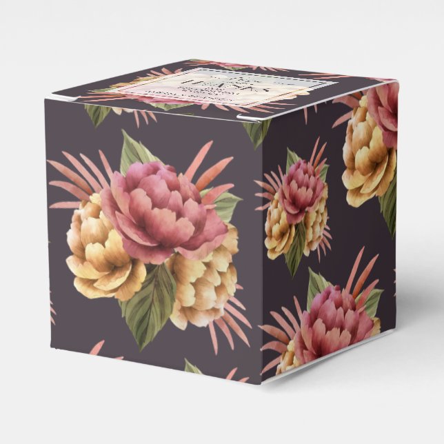 Ballotins Fleurs de pivoines chic sur Ballotin Brown violet (Verso)