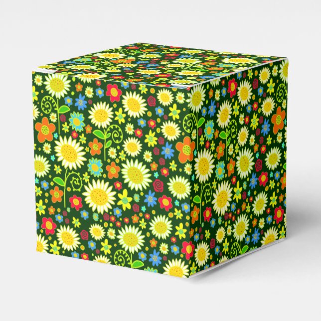 Ballotins Fleurs de printemps - Vert foncé (Verso)