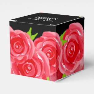 Ballotins Fleurs de roses rouges à l'aquarelle Carré de 2"