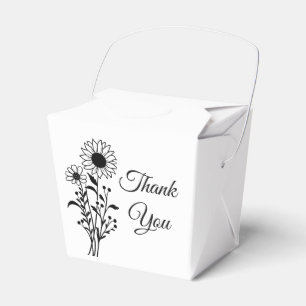 Ballotins Fleurs de soleil florales noir blanc Mariage Merci