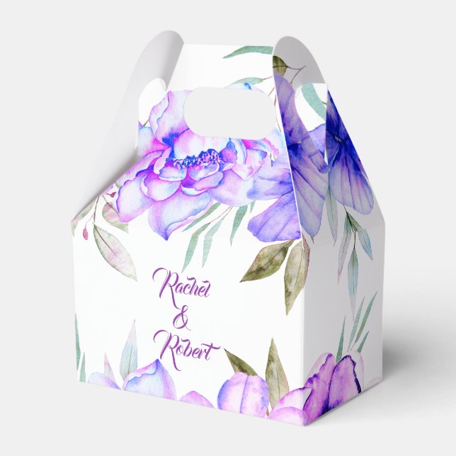 Ballotins Fleurs d'eau violet et bleu mariage fleuri (Verso)