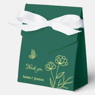 Ballotins Fleurs d'or simple vert émeraude mariage