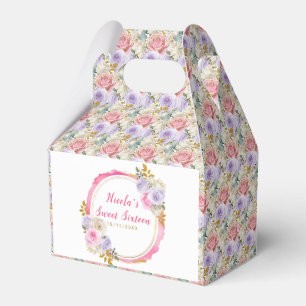 Ballotins Fleurs élégantes rose et violet Sweet sixteen