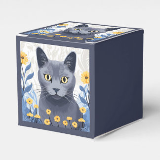 Ballotins Fleurs Jaunes Chat Bleu Russe