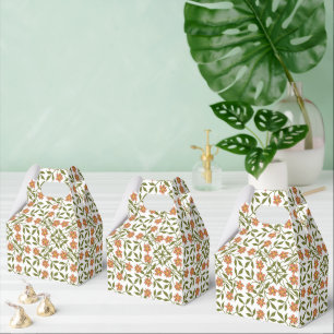 Ballotins Fleurs orange, Motif Floral, Verdure, Boho