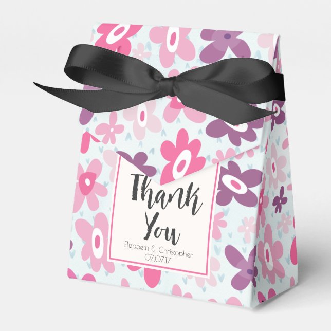Ballotins Fleurs roses aux Coeurs Bleus Merci mignon (Verso)