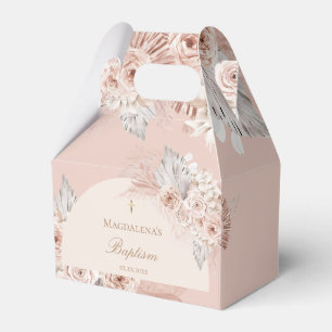 Ballotins fleurs roses beige Baptême