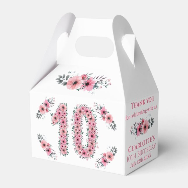 Ballotins Fleurs roses Gros 10e anniversaire fille Foliage v (Verso)