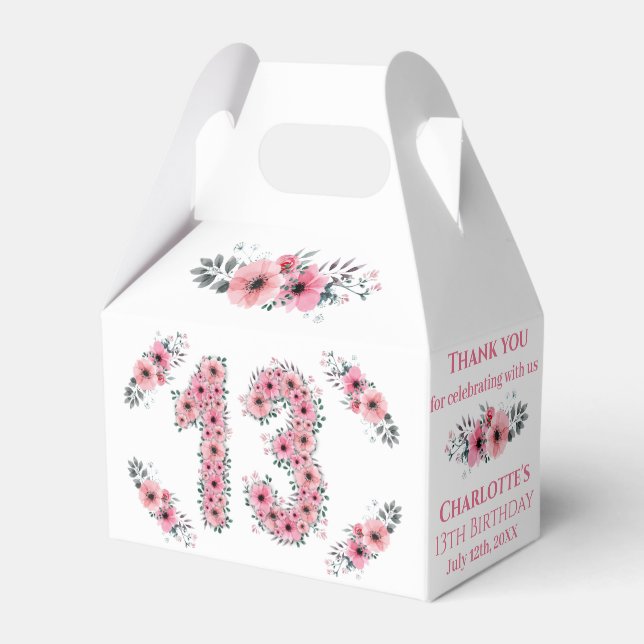 Ballotins Fleurs roses Gros 13e anniversaire Fille Liage ver (Verso)