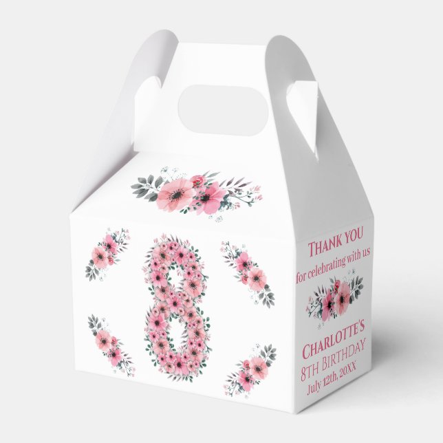 Ballotins Fleurs roses Gros 8e anniversaire fille Foliage ve (Verso)