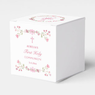 Ballotins Fleurs roses Premier Cube Communion