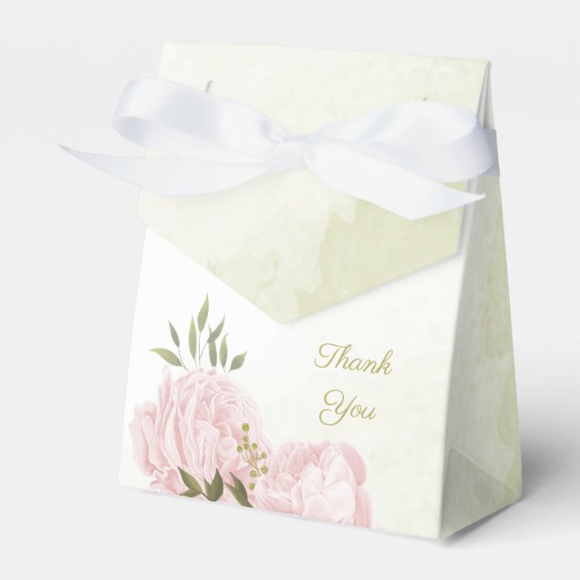 Ballotins fleurs roses romantiques avec mariage feuille vert (Verso)