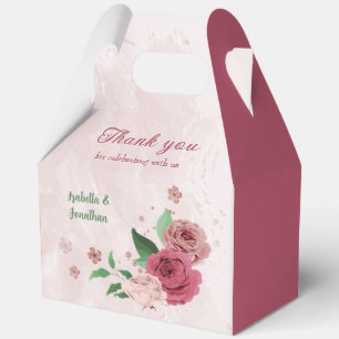 Ballotins fleurs roses vert feuille mariage