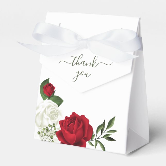 Ballotins Fleurs rouges et blanches verdure mariage botaniqu (Verso)
