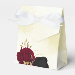 Ballotins fleurs rouges noires or feuille mariage