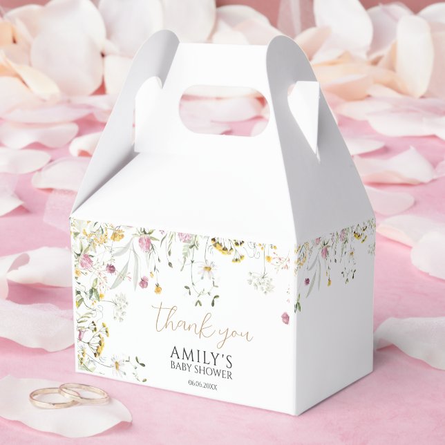 Ballotins Fleurs sauvages baby shower rose et jaune (Mariage)
