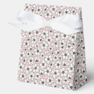 Ballotins Fleurs sauvages blanches sur fond rose