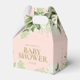 Ballotins Fleurs verdoyantes Rose poudré Or Baby Shower