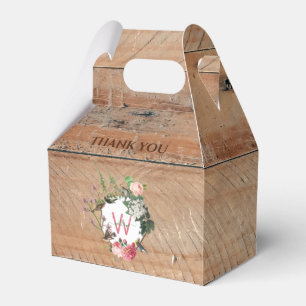Ballotins Fleurs Vintages en bois rustique monogrammé