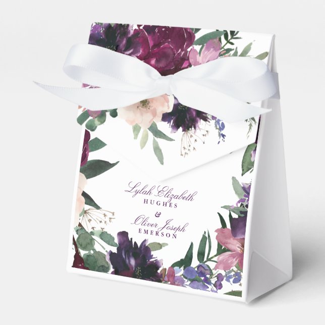 Ballotins Fleurs violettes luxuriantes | Mariage romantique (Verso)