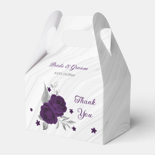 Ballotins fleurs violettes royales marbre feuille argent (Verso)