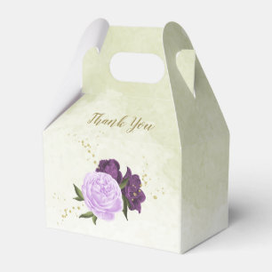 Ballotins fleurs violettes vert feuille mariage
