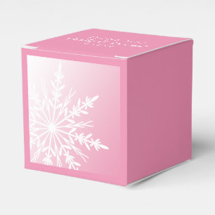 Ballotins Flocon de neige blanc sur mariage d'hiver rose