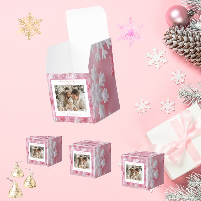 Ballotins Flocon de neige rose victorien Photo de Noël (Pink Snowflake Gift Box)