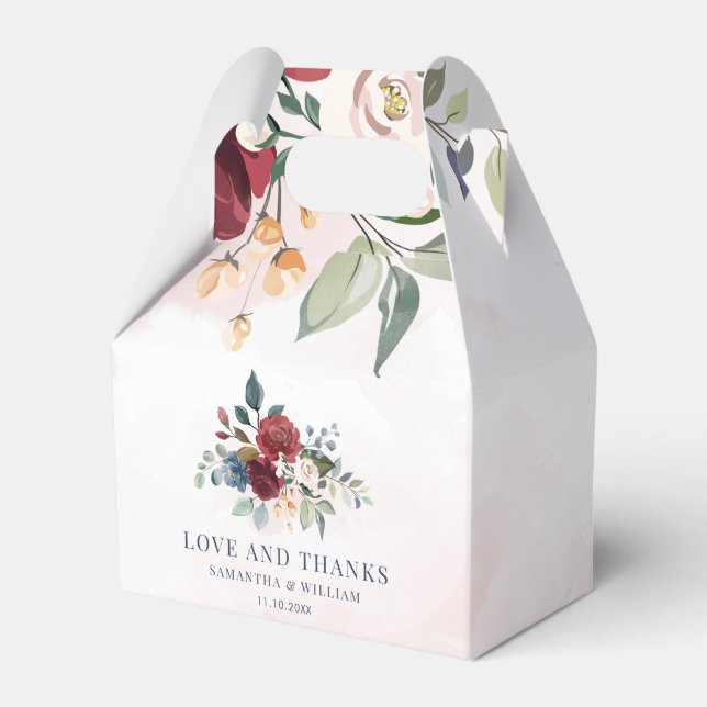 Ballotins Floral Bourgogne Verdure Mariage moderne (Verso)