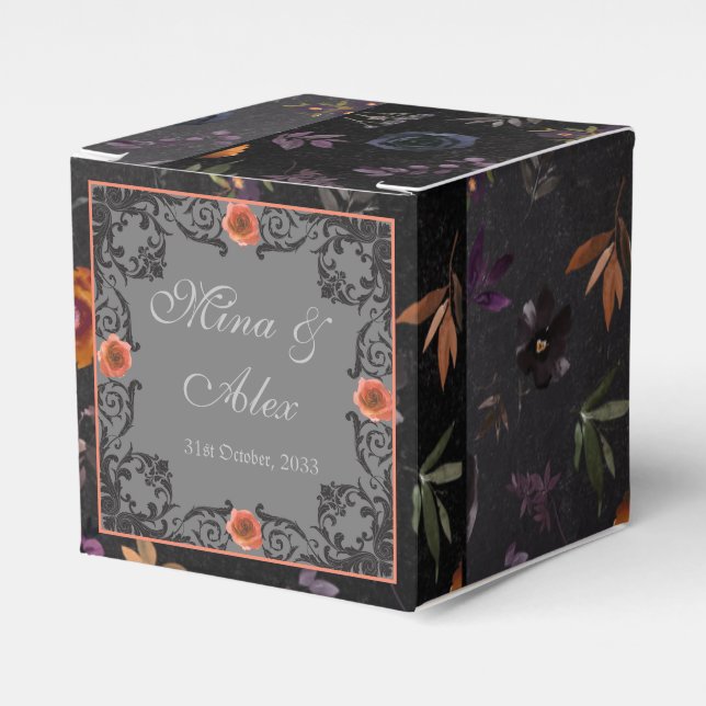 Ballotins Floral foncé d'automne Mariage personnalisé (Verso)