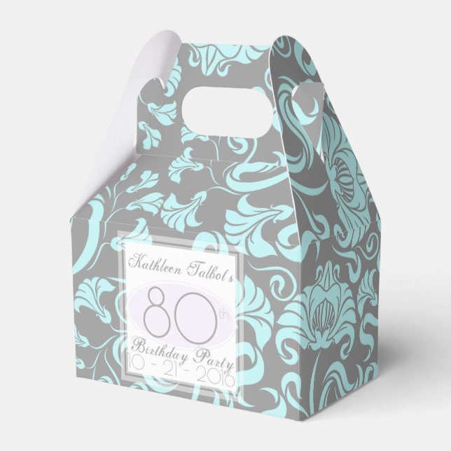 Ballotins Floral gris bleu 80e anniversaire Merci Ballotin (Verso)