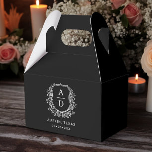 Ballotins Floral Monogramme Mariage Black Crest Moderne