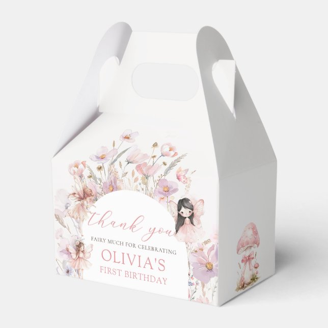 Ballotins Floral Mushroom Fairy Birthday Favor Box (Verso)