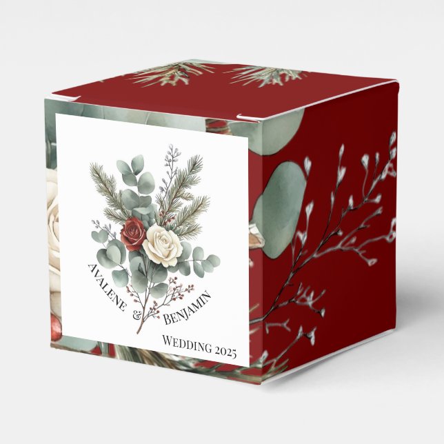 Ballotins Floral rouge blanc Rose de Noël Mariage (Verso)