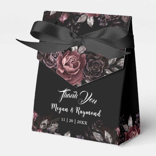 Ballotins Florales noires sombres Élégant Mariage gothique (Verso)