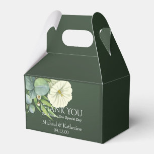 Ballotins Flore Blanche Personnalisée Et Merci Vert Émeraude
