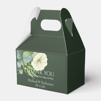 Ballotins Flore Blanche Personnalisée Et Merci Vert Émeraude